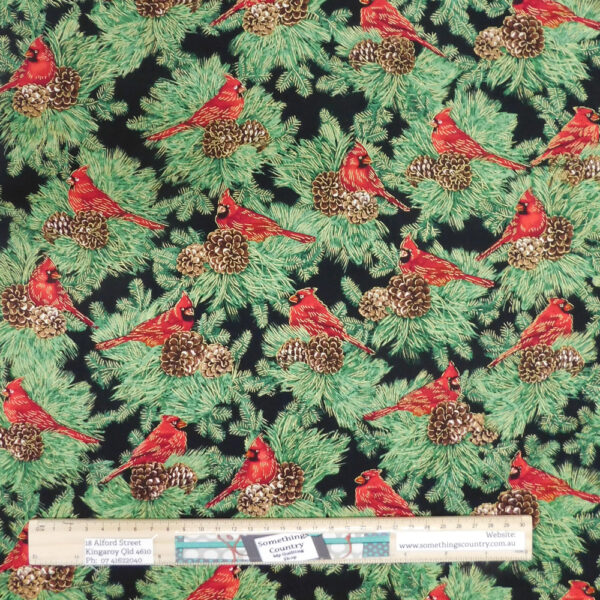 Patchwork Quilting Sewing Fabric Christmas Cardinal Bird 50x55cm FQ