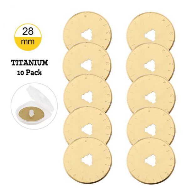 Sew Better Titanium Gold Set 10 Rotary Cutting Blades 28mm Fits All Brands