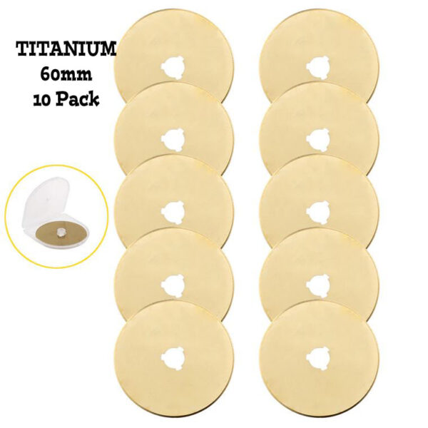 Sew Better Titanium Gold Set 10 Rotary Cutting Blades 60mm Fits All Brands