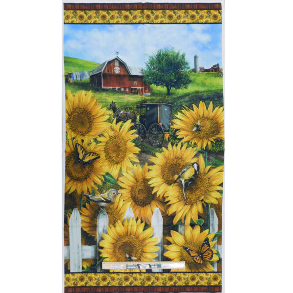 Patchwork Quilting Sewing Fabric Sunflower Farm Panel 60x110cm
