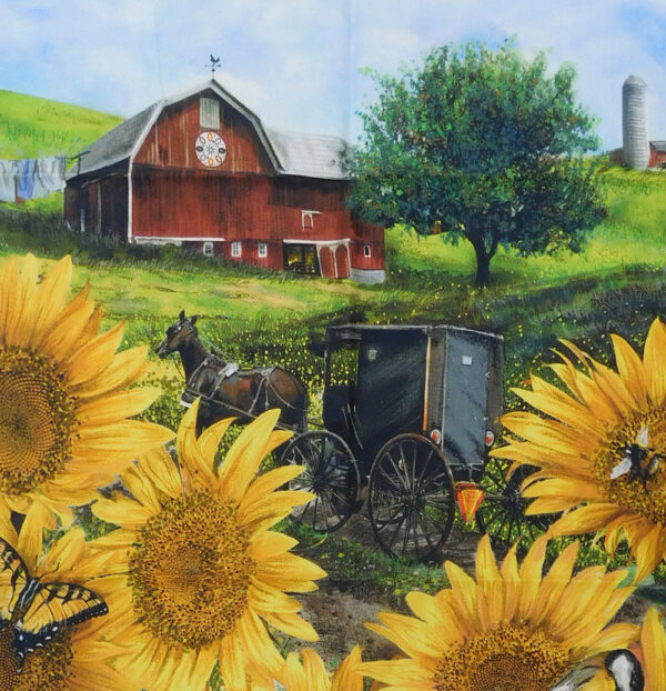 Patchwork Quilting Sewing Fabric Sunflower Farm Panel 60x110cm
