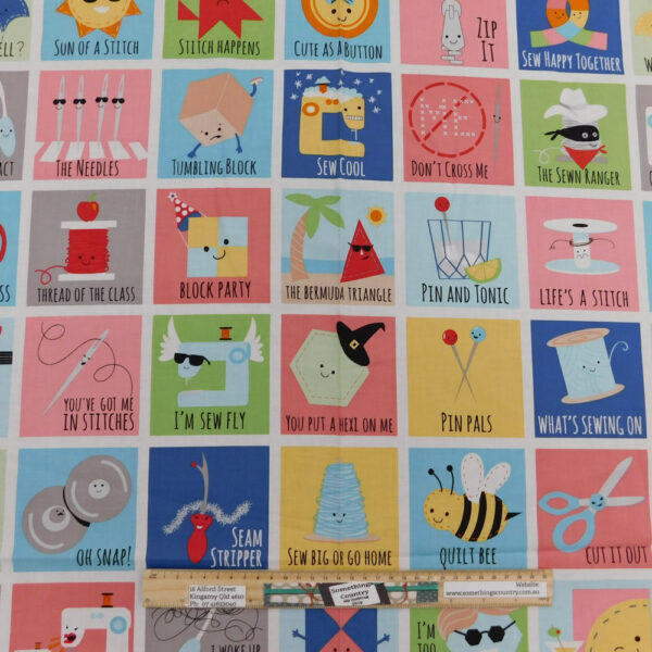 Patchwork Quilting Sewing Fabric Sew Chatty Squares Panel 61x110cm