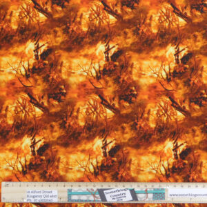 Quilting Patchwork Sewing Fabric Bush Fire Flames 50x55cm FQ Material