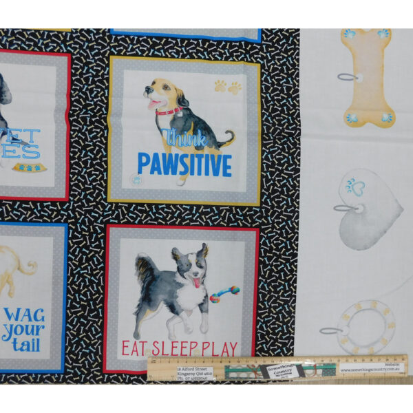 Patchwork Quilting Sewing Fabric Pawsitive Dogs Panel 60x110cm