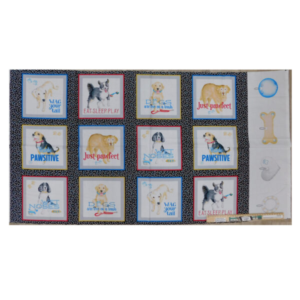 Patchwork Quilting Sewing Fabric Pawsitive Dogs Panel 60x110cm