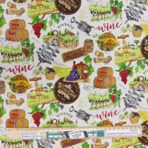 Quilting Patchwork Sewing Fabric Vines and Wines 50x55cm FQ Material