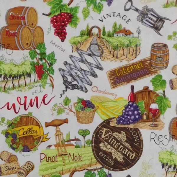 Quilting Patchwork Sewing Fabric Vines and Wines 50x55cm FQ Material