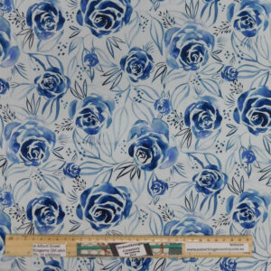 Patchwork Quilting Sewing Fabric Moda Moody Bloom Blue 50x55cm FQ Material