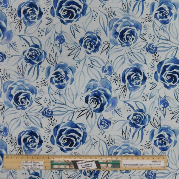 Patchwork Quilting Sewing Fabric Moda Moody Bloom Blue 50x55cm FQ Material