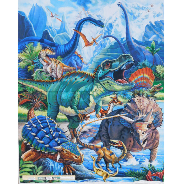 Patchwork Quilting Sewing Fabric Dinosaurs Panel 87x110cm