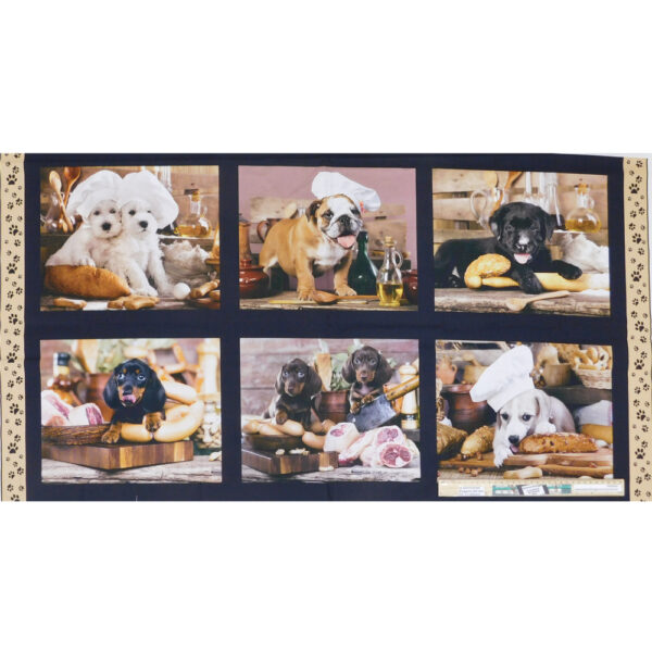 Patchwork Quilting Sewing Fabric Kitchen Dogs Panel 62x110cm