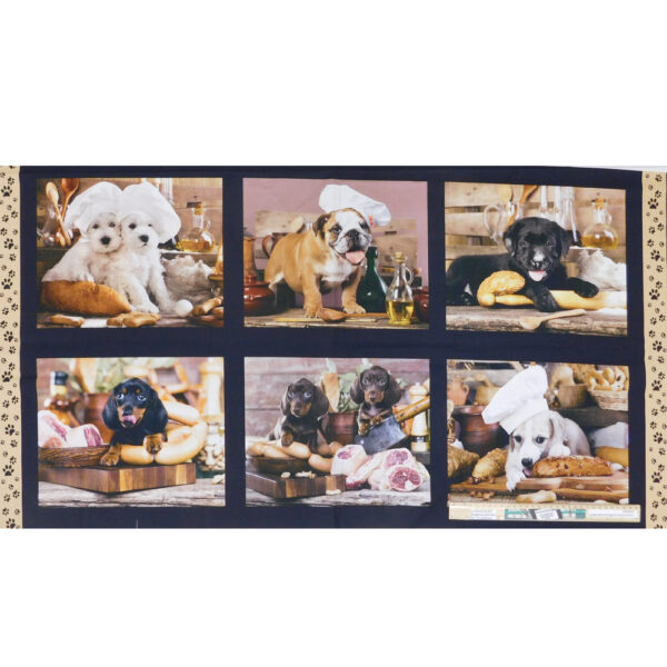 Patchwork Quilting Sewing Fabric Kitchen Dogs Panel 62x110cm