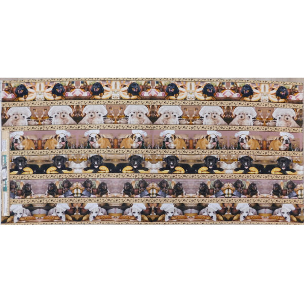 Patchwork Quilting Fabric Kitchen Dogs Border Panel 53x110cm