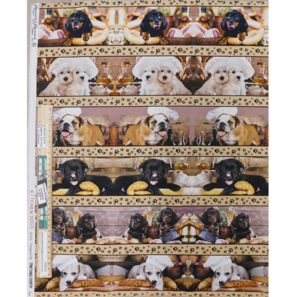 Patchwork Quilting Fabric Kitchen Dogs Border Panel 53x110cm