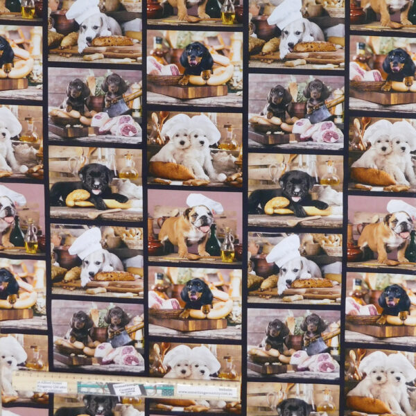 Quilting Patchwork Sewing Fabric Kitchen Dogs Collage 50x55cm FQ