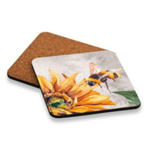 Gwen St Designs Kitchen Cork Backed Placemats AND Coasters Bee Kind Set 6
