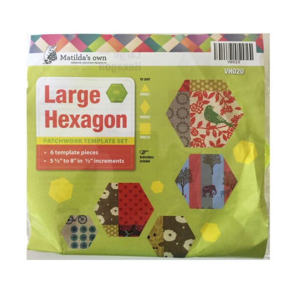 Quilting Patchwork Sewing Template Large Hexagon Set 5.5-8'' Matilda's Own