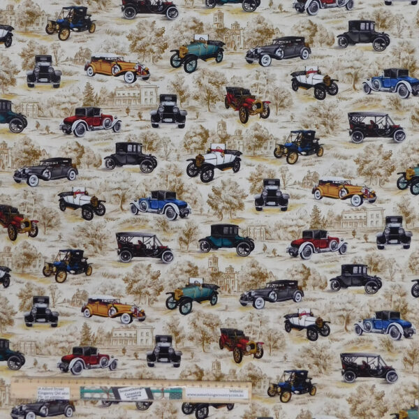 Quilting Patchwork Sewing Fabric Vintage Cars Material 50x55cm FQ