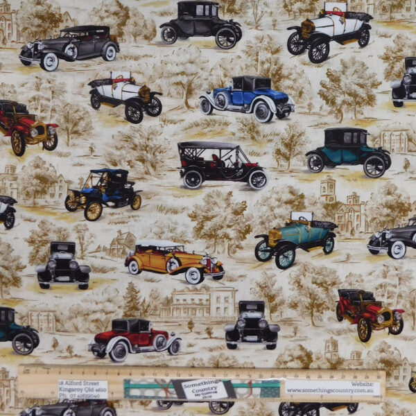 Quilting Patchwork Sewing Fabric Vintage Cars Material 50x55cm FQ