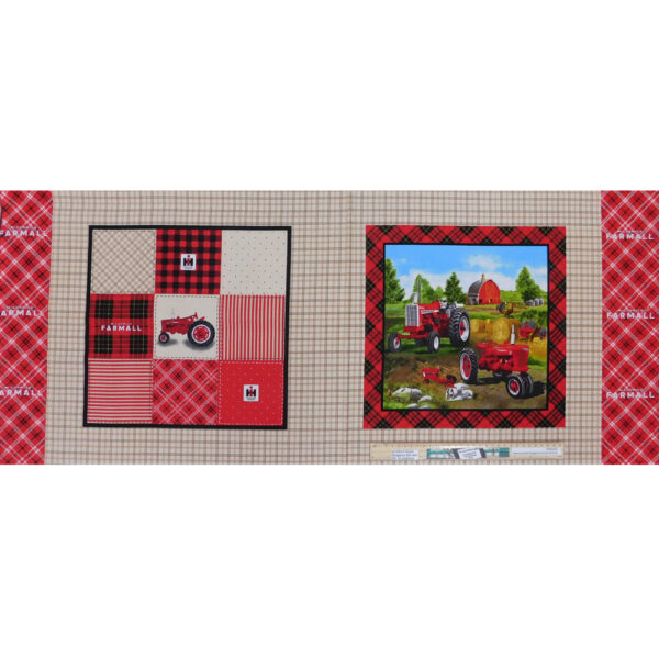 Patchwork Quilting Fabric Farmall Tractor Panel 45x110cm Material
