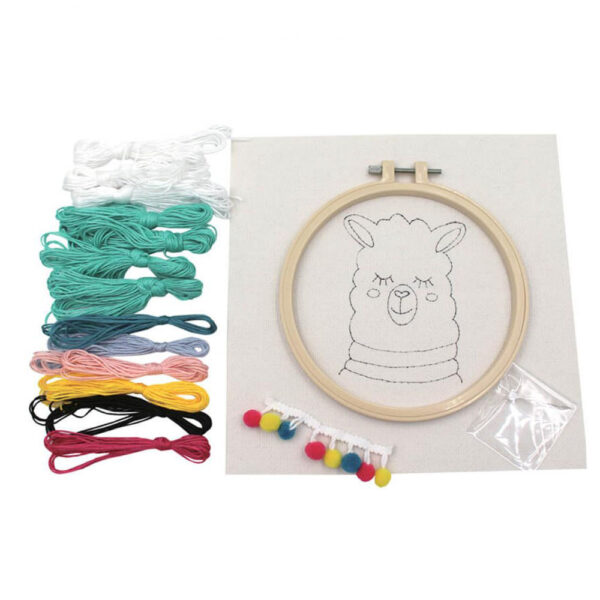 Birch Punch Needle Kit Kids Beginner Llama Inc Threads 15.24cm