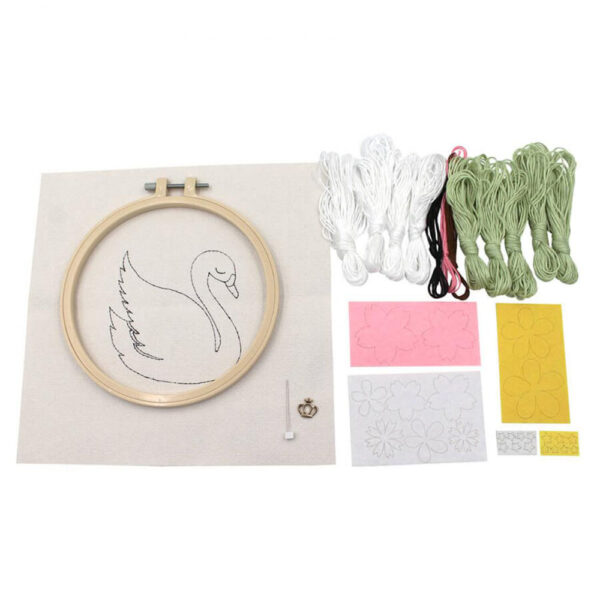 Birch Punch Needle Kit Kids Beginner Swan Inc Threads 15.24cm