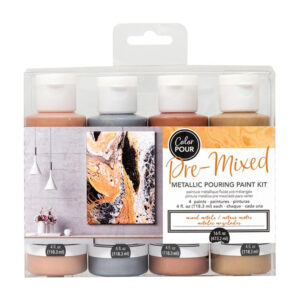 Premixed Pouring Paint Kit Set of 4 Colours Mixed Metallic DIY Canvas