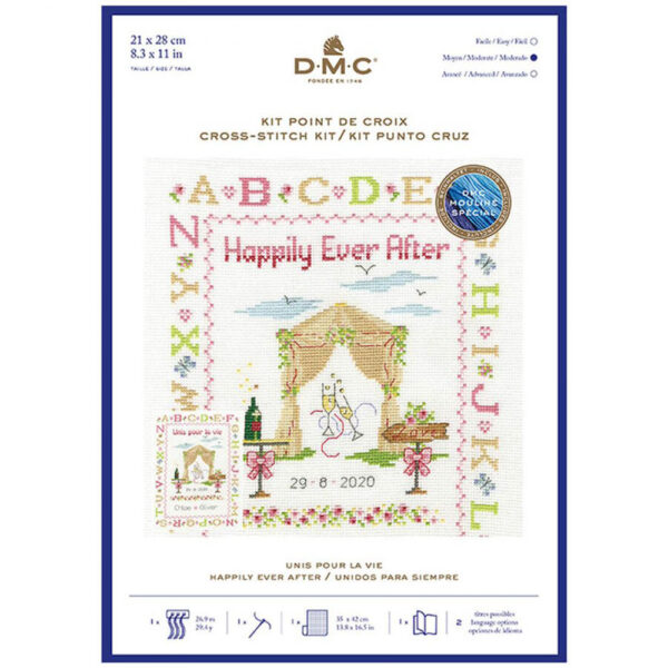 DMC Cross Stitch Kit Happily Ever After Sampler Counted X Stitch
