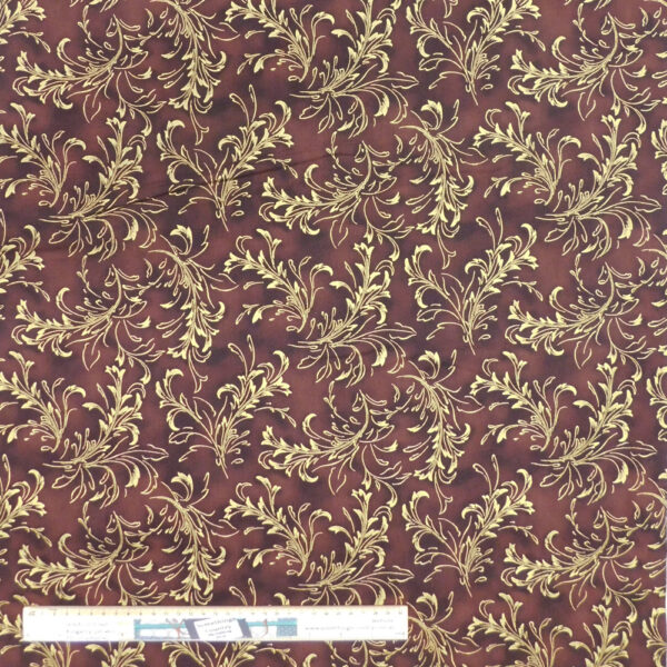 Quilting Patchwork Sewing Fabric Chocolate Gold Metallic 50x55cm FQ