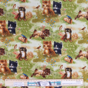 Quilting Patchwork Sewing Fabric Kittens in Garden 50x55cm FQ