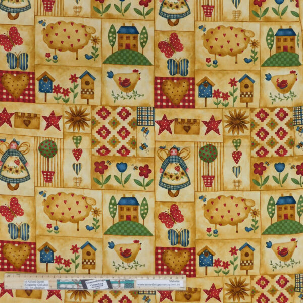 Quilting Patchwork Sewing Fabric Country Cousins 50x55cm FQ Material
