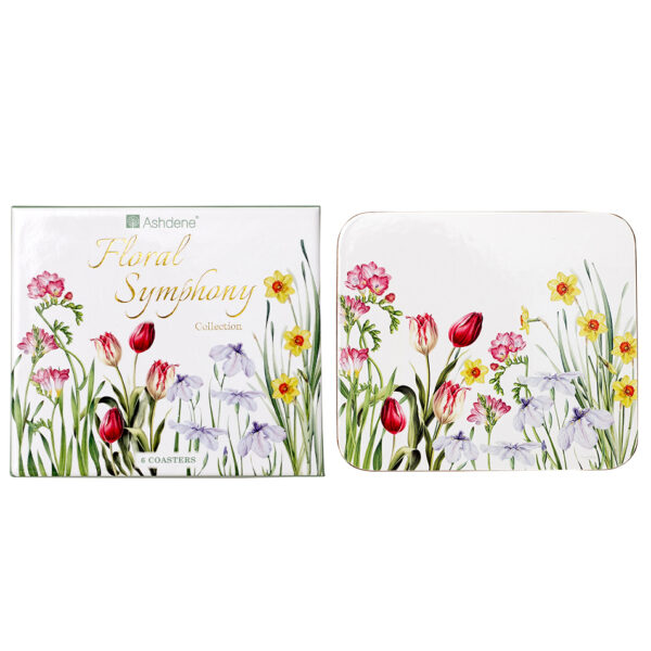 Ashdene Dining Kitchen Floral Symphony Cork Back Coasters Set 4