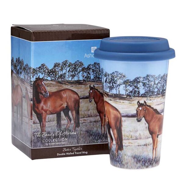 Ashdene Travel Tea Coffee Mug Cup Beauty of Horses Better Together