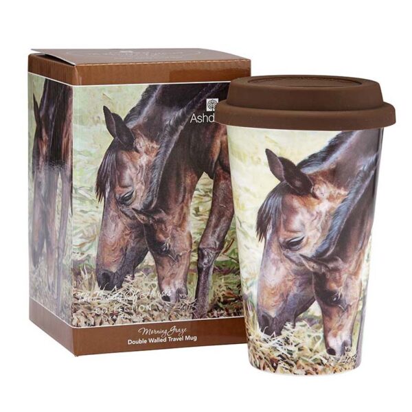 Ashdene Travel Tea Coffee Mug Cup Beauty of Horses Morning Graze