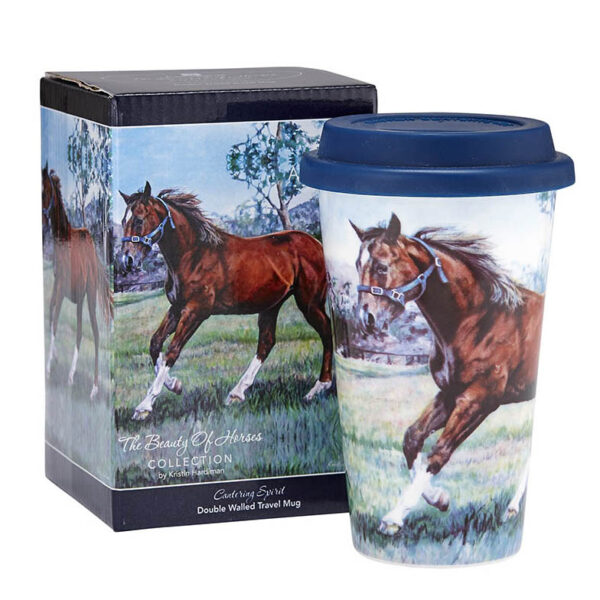 Ashdene Travel Tea Coffee Mug Cup Beauty of Horses Cantering Spirit