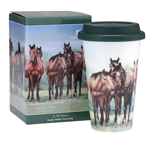 Ashdene Travel Tea Coffee Mug Cup Beauty of Horses In The Pasture