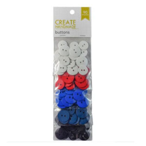 Create Handmade Sewing 90 Assort Colours Buttons White Red Blue Black