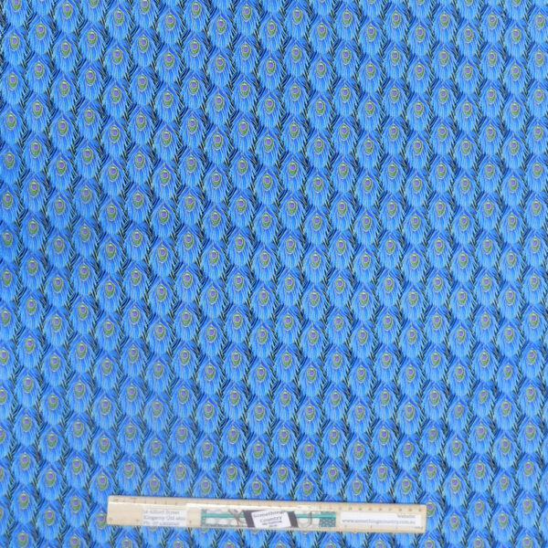 Quilting Patchwork Sewing Fabric Peacock Feather Blue 50x55cm FQ