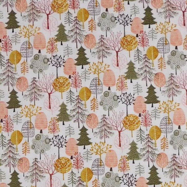 Quilting Patchwork Sewing Fabric Pink Winter Trees 50x55cm FQ