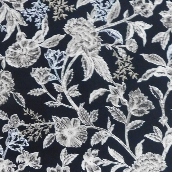 Quilting Patchwork Sewing Fabric Black Floral 50x55cm FQ