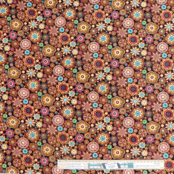 Quilting Patchwork Sewing Fabric Gondwana Mandala Brown 50x55cm FQ