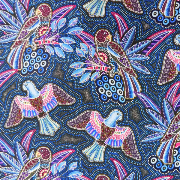 Quilting Patchwork Sewing Fabric Gondwana Birds Blue 50x55cm FQ