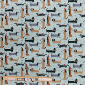 Quilting Patchwork Sewing Fabric Raining Sausage Dogs 50x55cm FQ