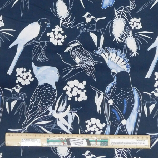 Quilting Patchwork Sewing Fabric Australian Parrots Navy 50x55cm FQ