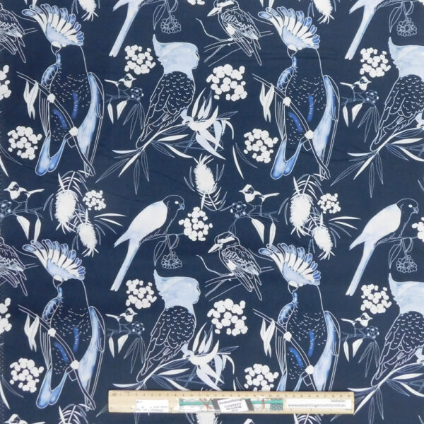 Quilting Patchwork Sewing Fabric Australian Parrots Navy 50x55cm FQ