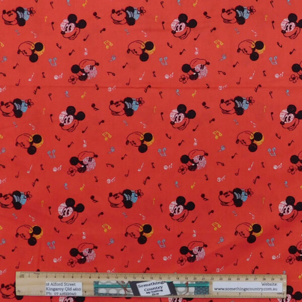 Quilting Patchwork Sewing Fabric Mickey Mouse Music 50x55cm FQ