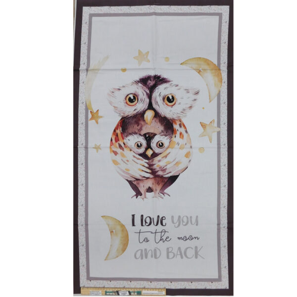 Patchwork Quilting Mothers Love Owl Panel 60x110cm Fabric