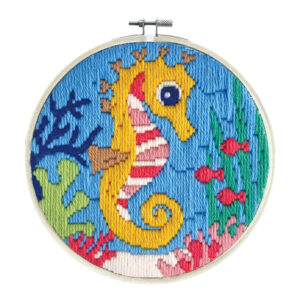 Long Stitch Kit Kids Beginner Sea Horse Inc Threads and Hoop 22cm