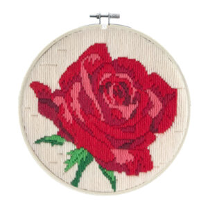 Long Stitch Kit Kids Beginner Rose Inc Threads and Hoop 22cm