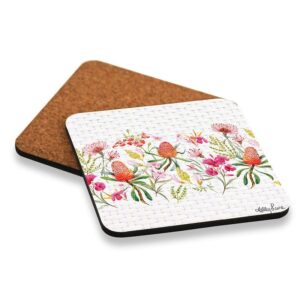 Kitchen Cork Backed Placemats AND Coasters Blossom Border Set 6